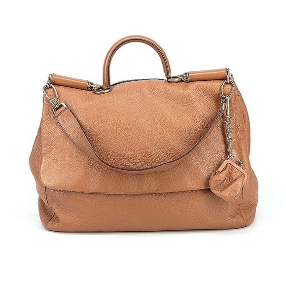 Dolce & Gabbana Miss Sicily Camel Brown Deerskin Leather Purse - Picture 1 of 15